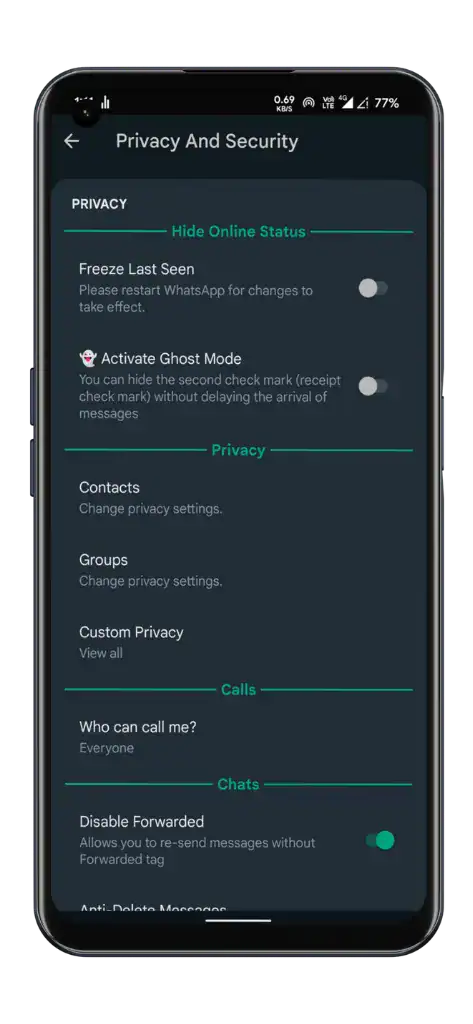 واتساپ جیبی GBWhatsApp - اسکرین‌شات 7